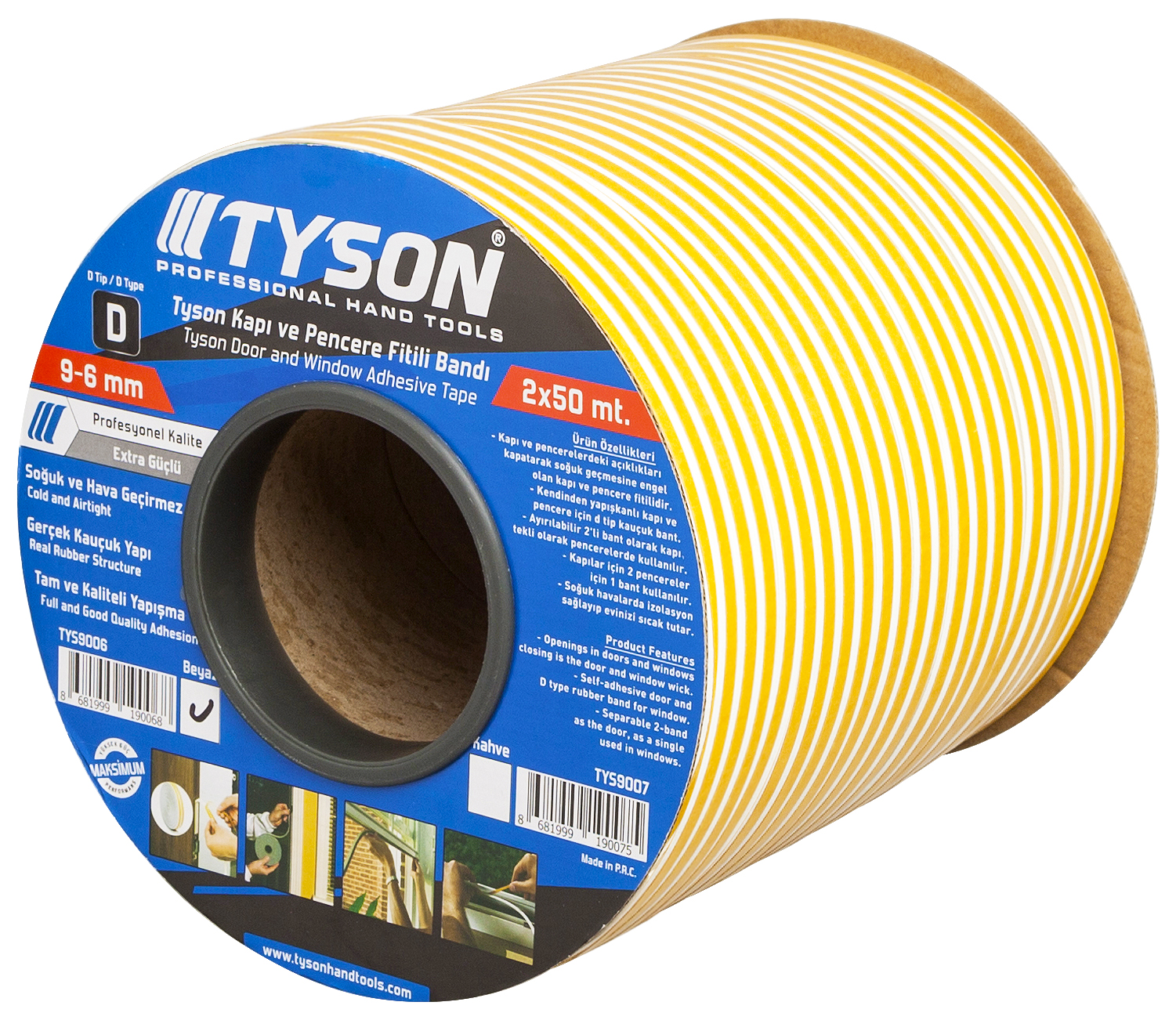 TYSON KAPI VE PEN. FİTİL BANDI BEYAZ 9-6MM (8)